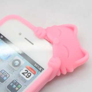 New Baby Pink Soft Silicone Kiki Cat Case Cover For Apple iPhone 4 4G 