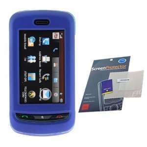 BLUE Hard Plastic Full View Rubber Feel Cover Case w/ Screen Protector 