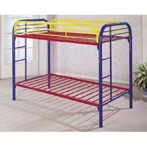  Twin Size Metal Bunk Bed Rainbow Finish