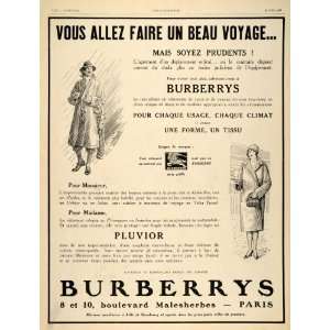  1929 French Ad Burberry Vintage Overcoat Coat Raincoat 