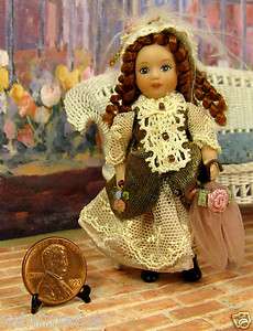 PORCELAIN GIRL DOLL~3 inch~Briana~dollhouse scale miniature people 