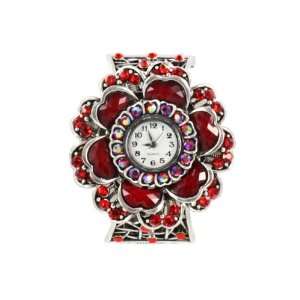  Gorgeous Flower Women Bracelet Watch in Graytone Plate Stunning 