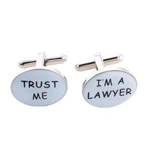    Trust me I am a Lawyer Silver and White Business Cufflinks Jewelry