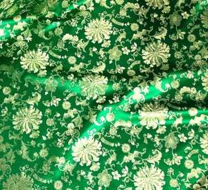 GREEN/GOLD FLORAL METALLIC BROCADE 45 WIDE BY THE YARD  