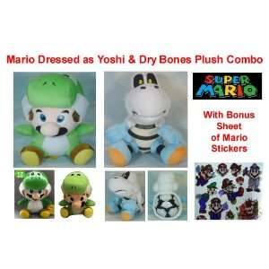   and 7 Plush Dry Bones and Super Mario Sticker Sheet Toys & Games