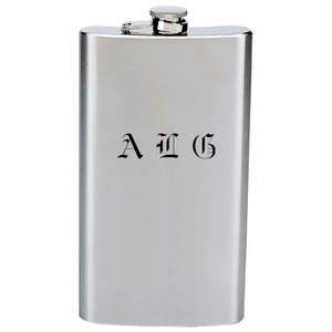 ENGRAVED BRUSHED STAINLESS STEEL 12OZ HIP FLASK  
