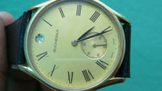 Bucherer Subscond Gold Plated Date Vintage Mens Watch keeping Time 