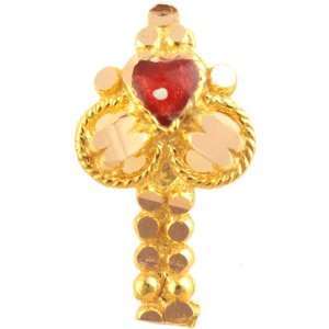  Meenakari Nath with Charm   18 K Gold 