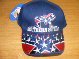 CONFEDERATE SOUTHERN STYLE FLAMES REDNECK NAVY HAT CAP  
