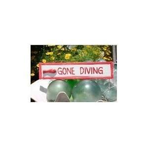  GONE DIVING NAUTICAL SIGN 12 RED   BEACH DECOR