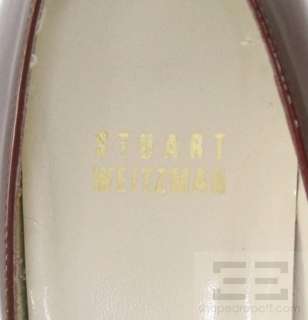 Stuart Weitzman Burgundy Patent Leather Cutout Wedge Heels Size 8M NEW 