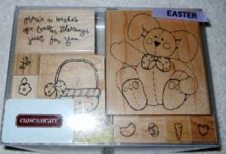   Rubber Stamp Set Easter Bunny Egg Basket of Blessings Saying +  