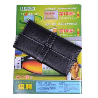 Soft real leather Ladys Wallet Purse Clutch bag, Black/red/orange 