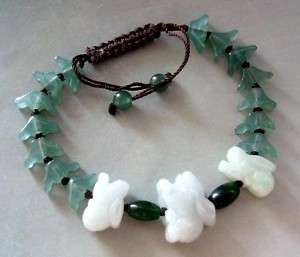 Natural Jade Jadeite Long Ear Rabbit Bead Beads Bracele  