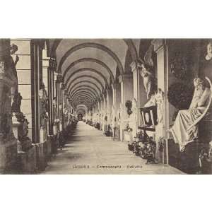   Vintage Postcard Gallery of Camposanto Genova Italy 