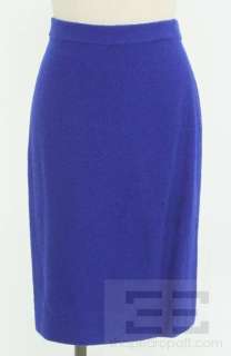   Collection 2 Piece Royal Blue Knit Zip Jacket And Skirt Suit Size 12