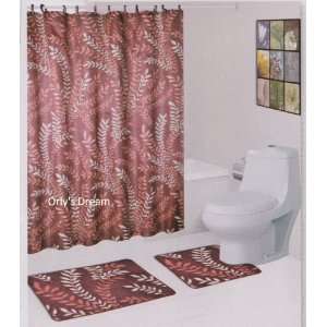  15 pc. Bath Mat Set / Fabric Shower Curtain / Fabric 