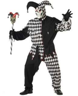 C64 Mardi Gras Black White Evil Jester Costume M L XL  