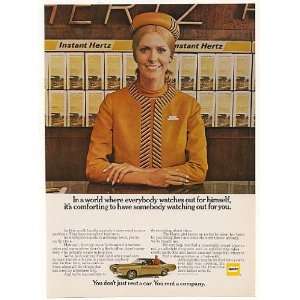  1969 Hertz Rent a Car Girl Watching Out For You Print Ad 