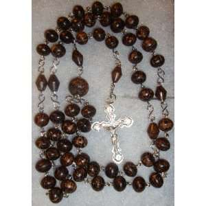 24 . LongHandmade Rosary hand folded .035 SS Wire with rounded wood 