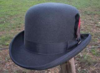   Hats Charcoal Wool Felt Bowler Derby Satin Lined Tuxedo Dress Hat NWT