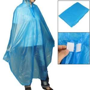   Blue Plastic Water Resistance Rain Poncho Raincoat