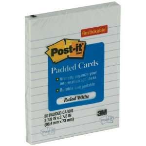  4 x 3 White Post It Super Sticky Cards   Ruled (50 Cards 