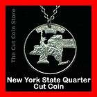   York Empire State 25¢ NY Quarter Cut Coin Necklace Statute of Liberty