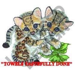 LEOPARD CUB BABIES   2 EMBROIDERED HAND TOWELS by Susan  