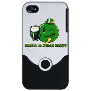 iPhone 4 or 4S Slider Case Silver Irish Have a Nice Day Smiley Face 