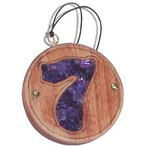   and Wooden Amulet Lucky Seven Car Charm In Amethyst 