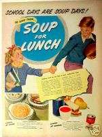 1951 Campbells Soup Kitchen Lunch Football Paper AD  