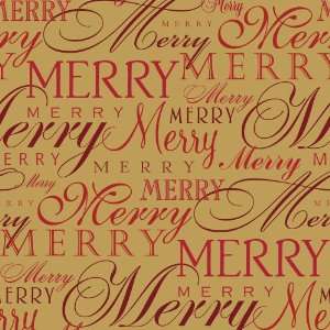  Caspari Merry Merry Gold Foil Continuous Roll Wrapping Paper 