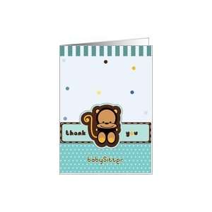  cute little monkey thank you babysitter Card Health 
