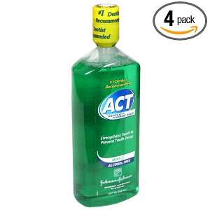 ACT Anticavity Fluoride Mouthwash, Mint, 18 Ounce Bottles (Pack of 4)