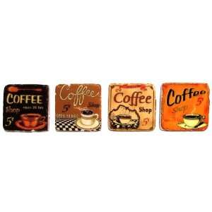   Retro Rustic Coffee Shop Resin Tile Coasters