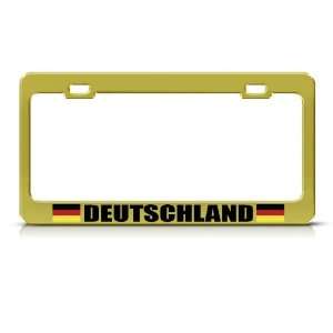 Germany Deutschland Flag Gold Country Metal license plate frame Tag 