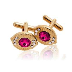  Cats eyes Premium Quality Cufflinks , Gold with Ruby Color 