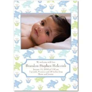  Boy Birth Announcements   Eager Elephants Blue By Cat 
