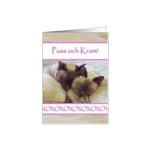  Hugs and Kisses in Swedish, Snuggling Cats Card Health 