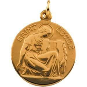  14K Yellow Gold St.Cecille Patron Saint of Musicians Medal 
