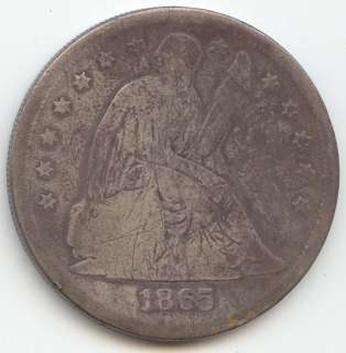 1865 Seated Liberty Dollar, Good Details  