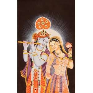  Radha Krishna   Water Color Painting On Cotton Fabric 