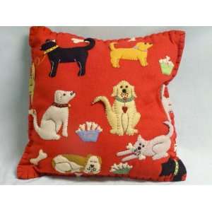    New World Arts 15 x 15 square dog red pillow
