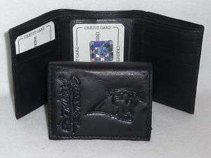 CAROLINA PANTHERS Leather TriFold Wallet NEW black 3s  