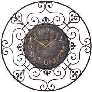 Celona Wrought Iron Scroll Ridgeway 36 Wide Wall Clock 