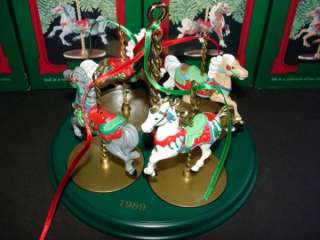 1989 CHRISTMAS CAROUSEL HORSE SET   Hallmark ornaments   5 piece w 