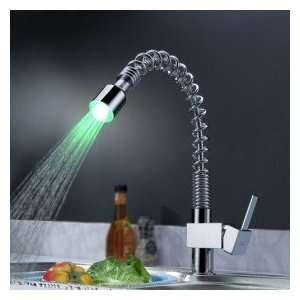 Sprinkle®   Brass Pull Down Kitchen Faucet with Color Changing LED 