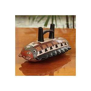   NOVICA Ceramic vessel, Whistling Nazca Centipede