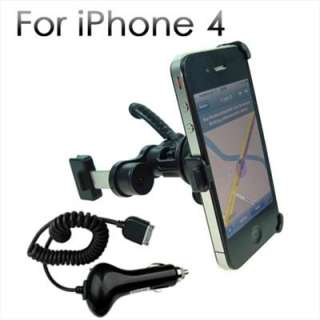 New Black Air Vents Holder+ Car Charger For iPhone 4 4G 4S  